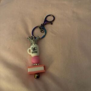 Crown Mug Keychain with Pink Accents